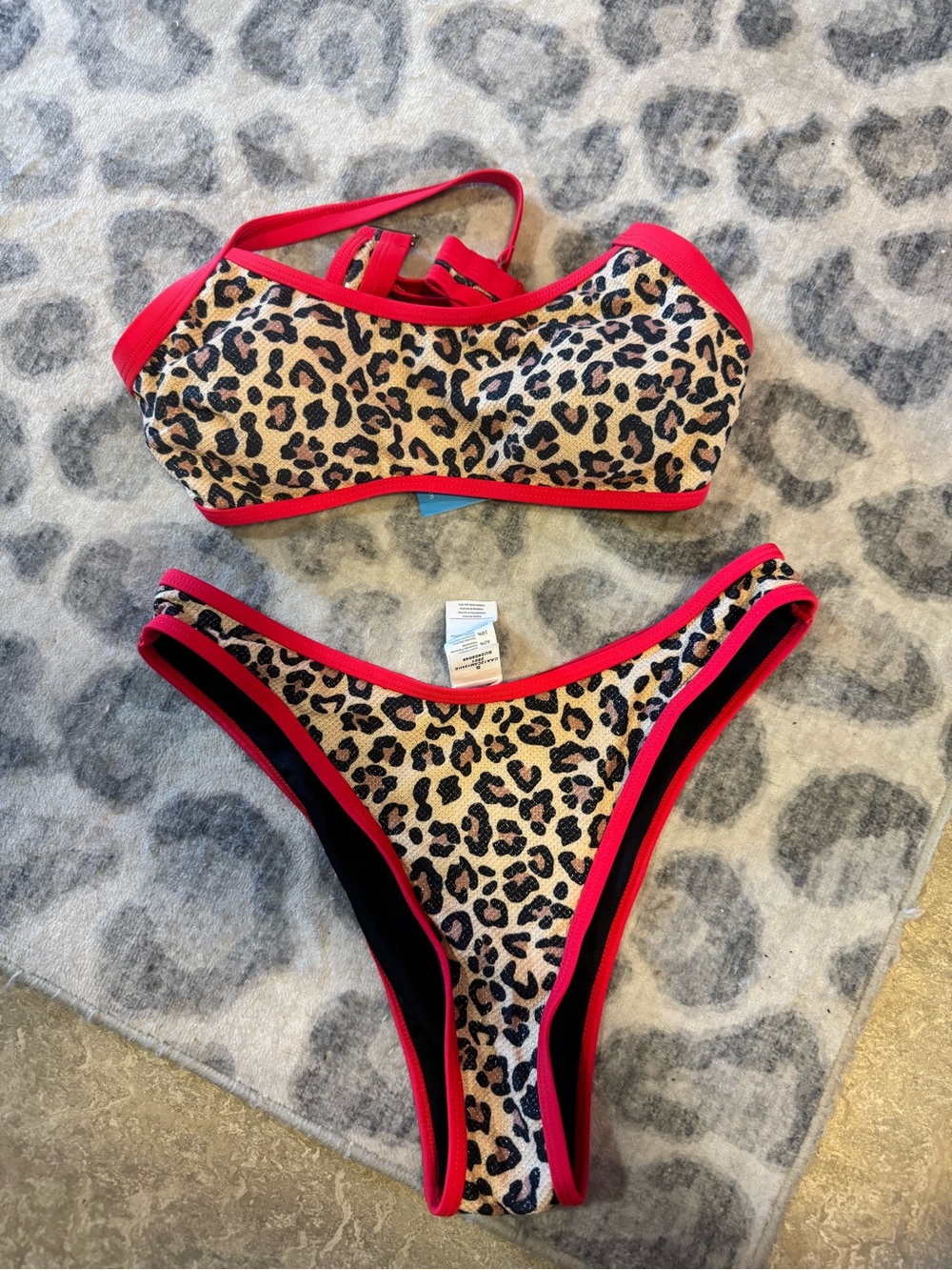 Cupshe Leopard Print Bikini with Red Trim